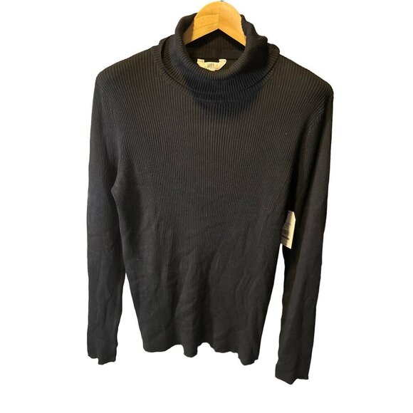 Time and Tru NWT Black Ribbed Long Sleeve Turtleneck Knit Top SZ XXL - Picture 1 of 8